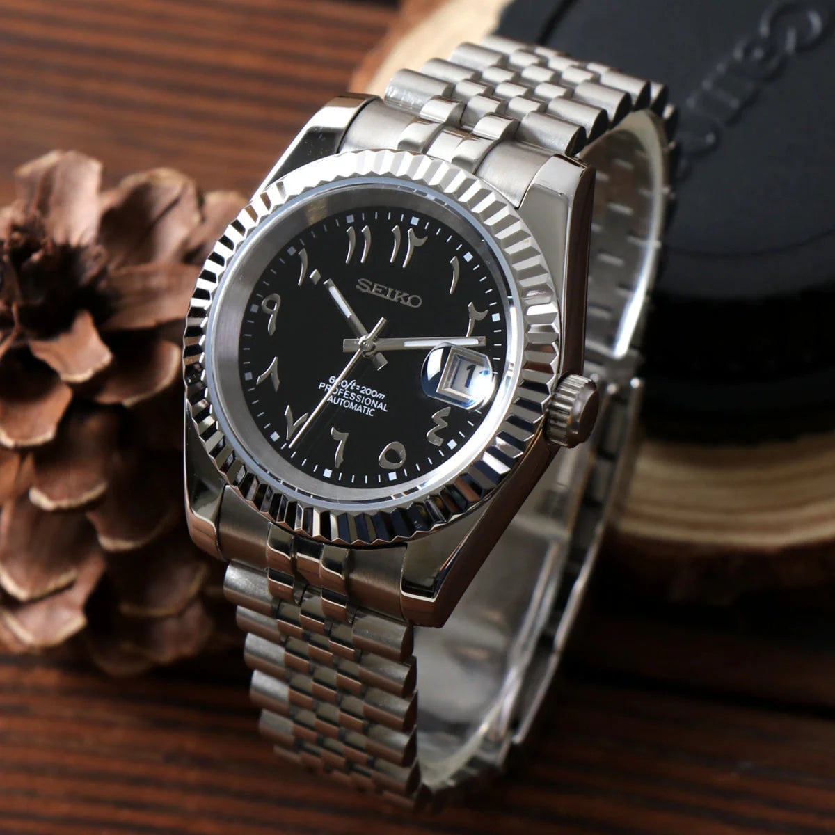 Seiko Mod Datejust Arabe Noir
