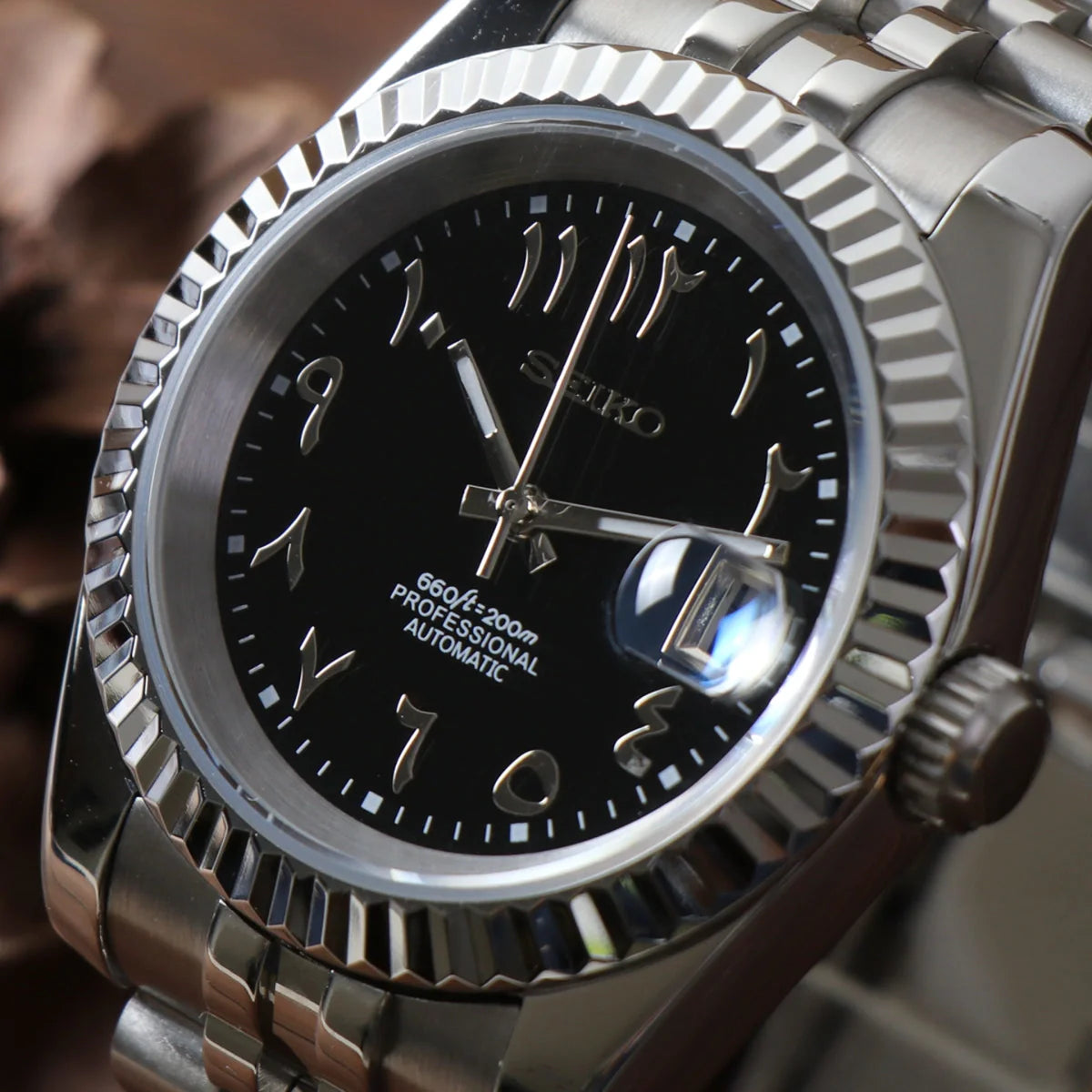 Seiko Mod Datejust Arabe Noir