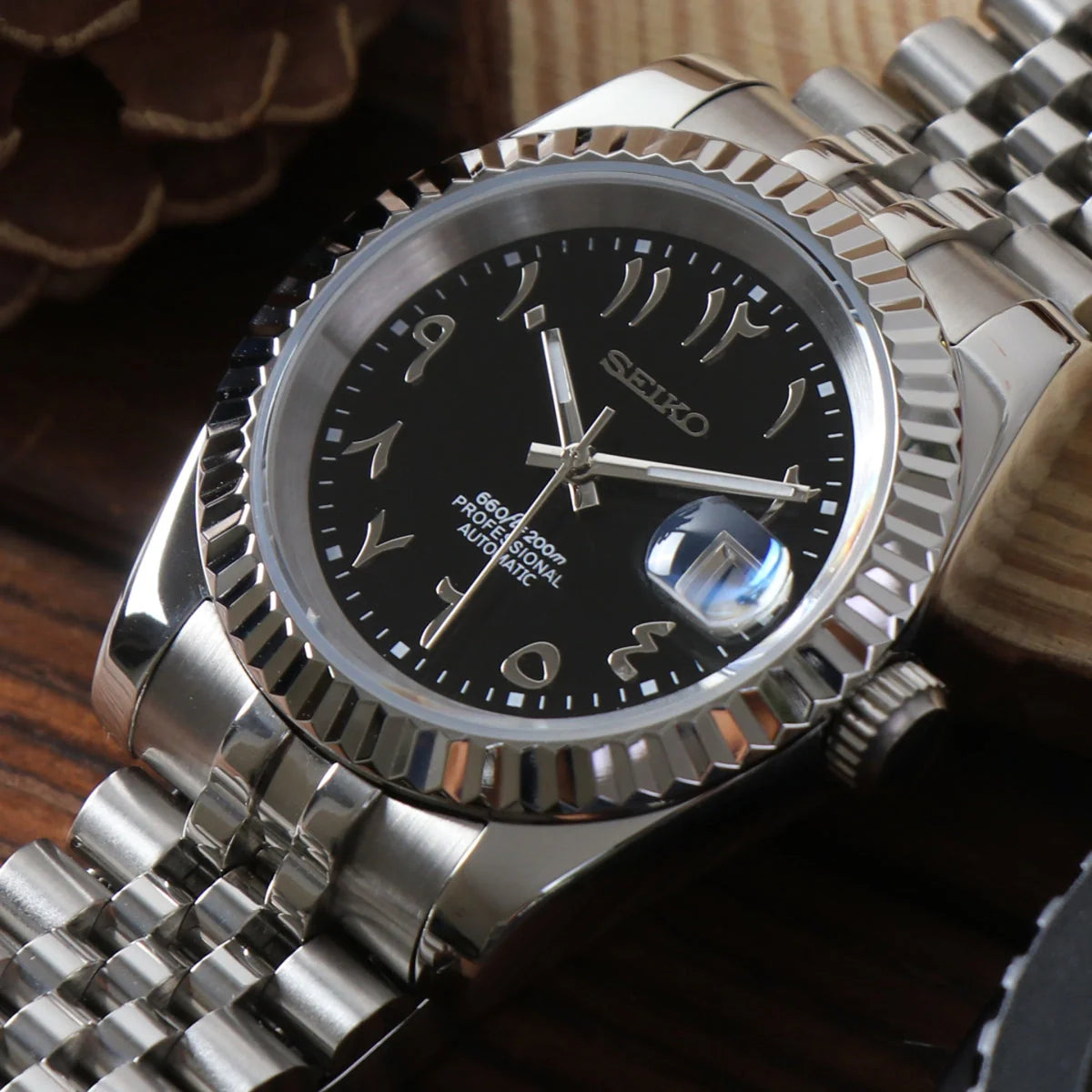 Seiko Mod Datejust Arabe Noir
