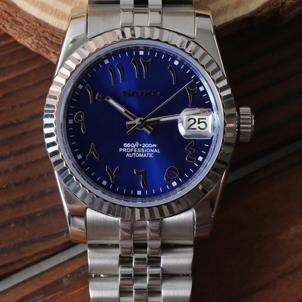 Seiko Mod Datejust Bleu Arabe