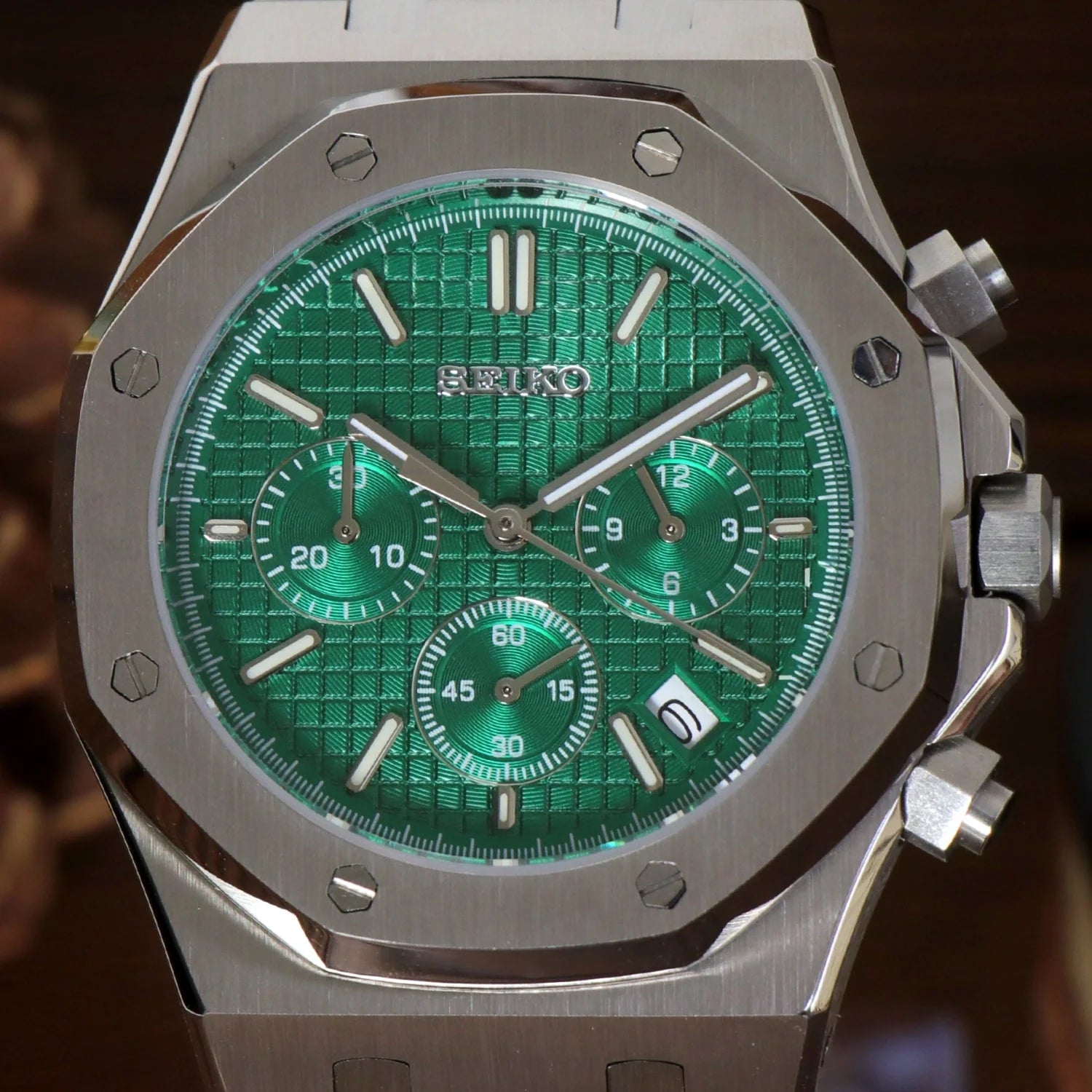 Seiko Mod Royal Oak Chronograph Green