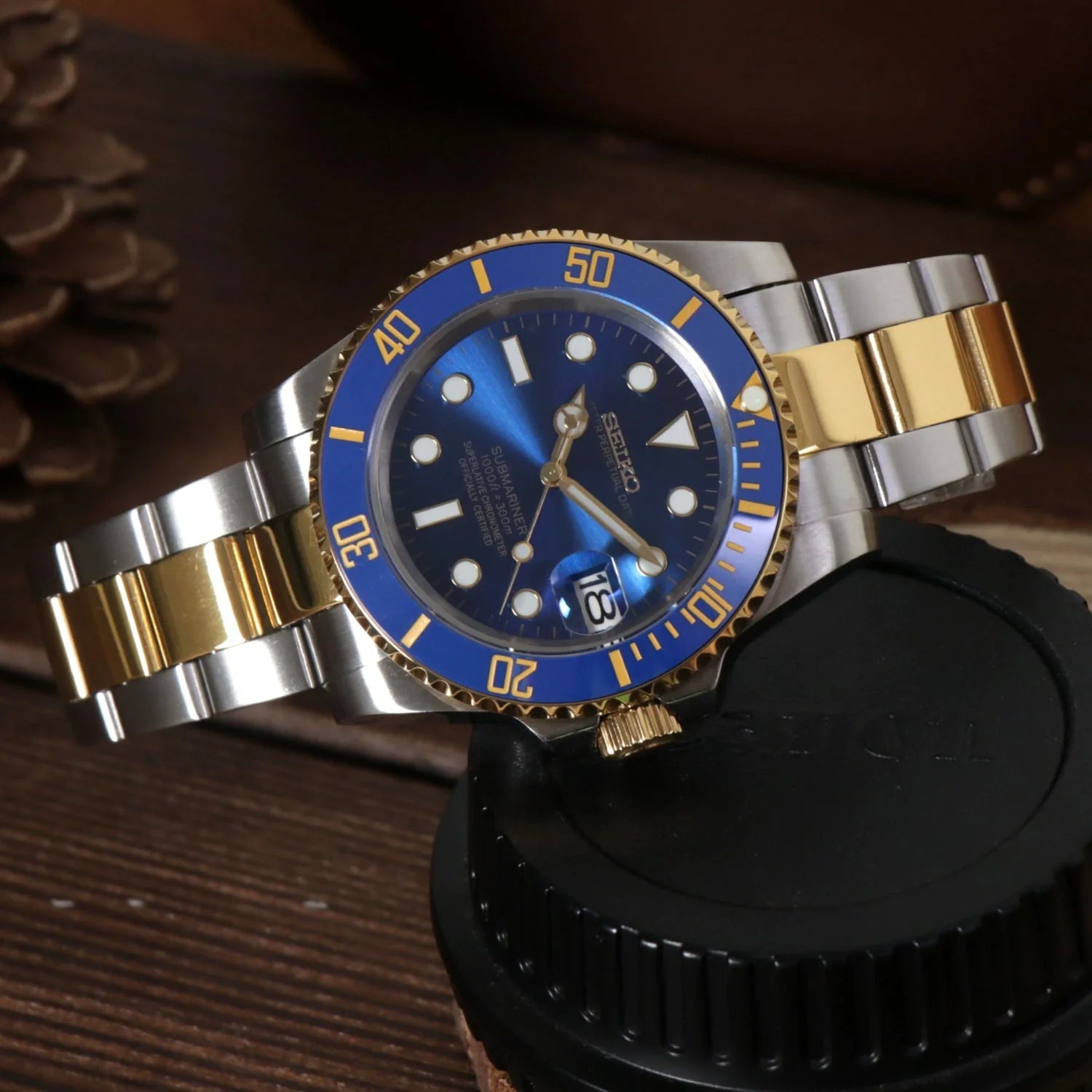 Seiko Mod Submariner Zweifarbig Blau
