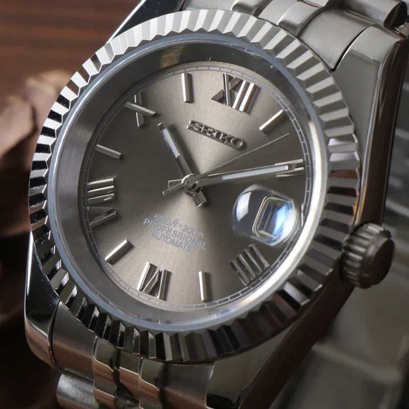 Seiko Mod Datejust Gris Romain