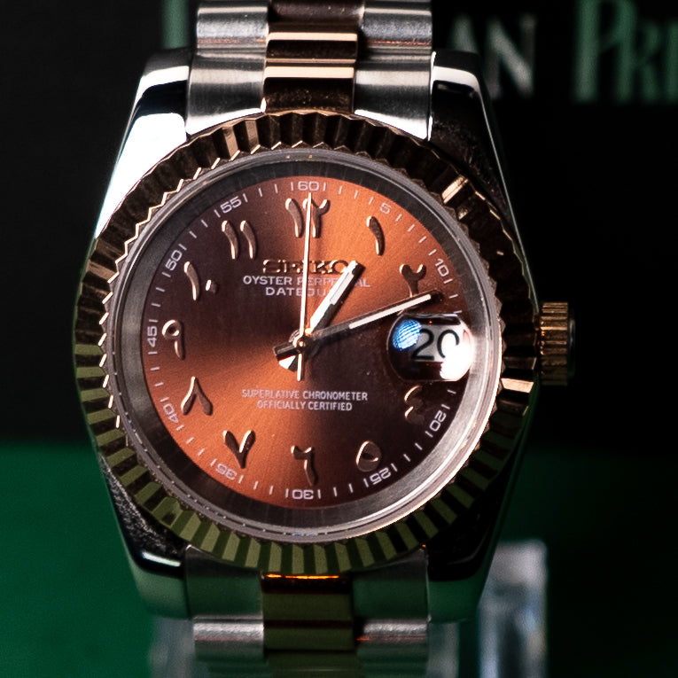 Seiko Mod Datejust Arabic Brown Two Tone