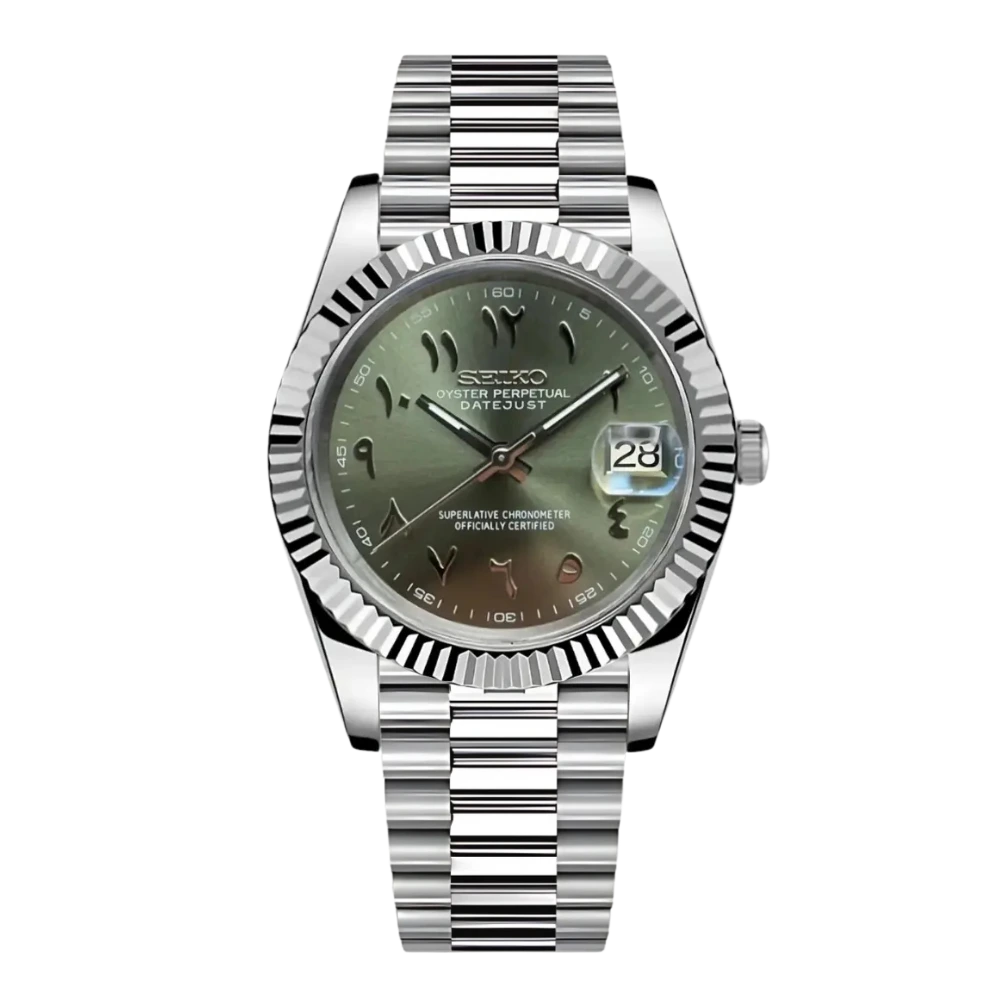 Seiko Mod Datejust Mod Arabo Verde Oliva