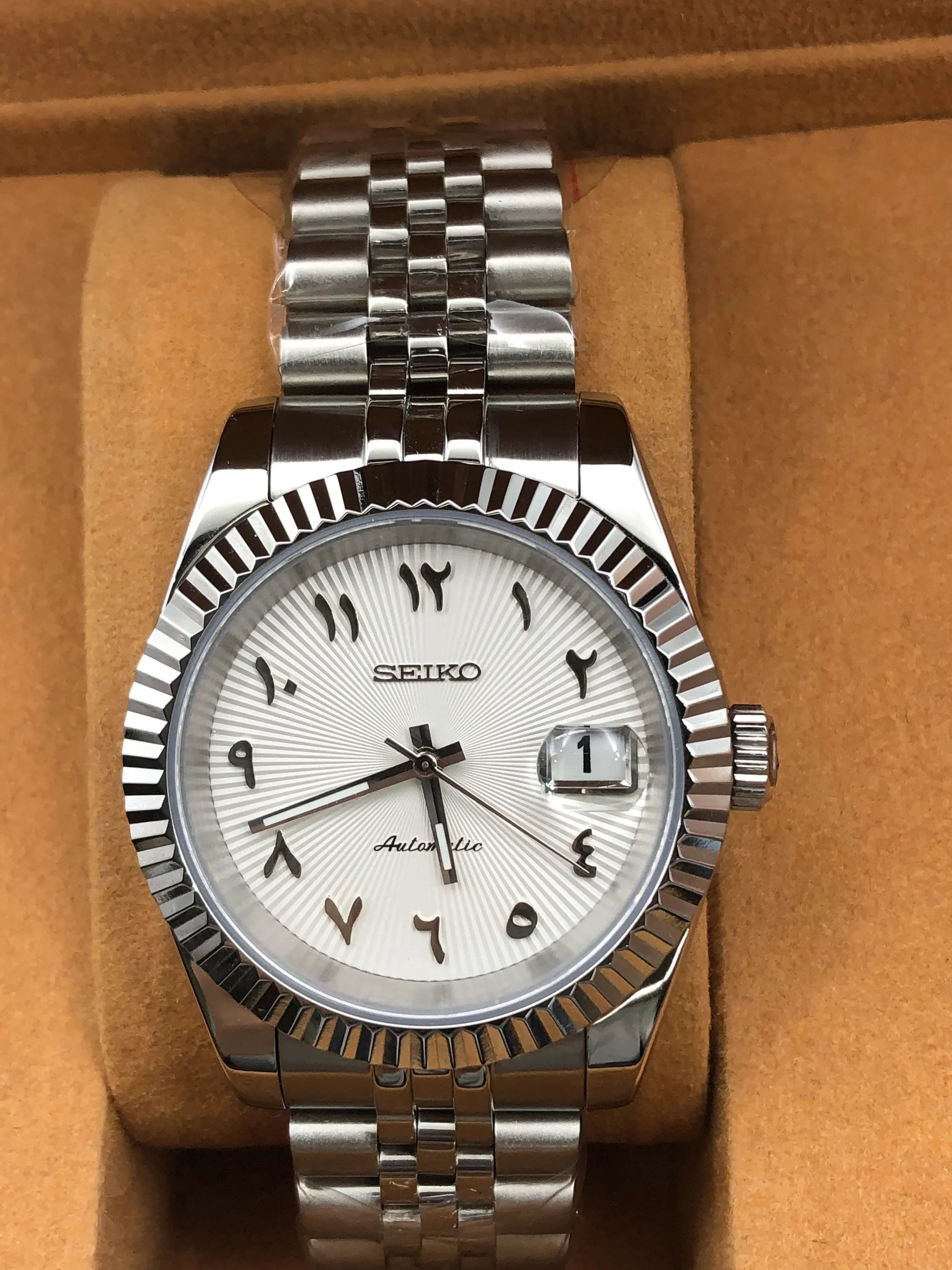 Seiko Mod Datejust Arabic White