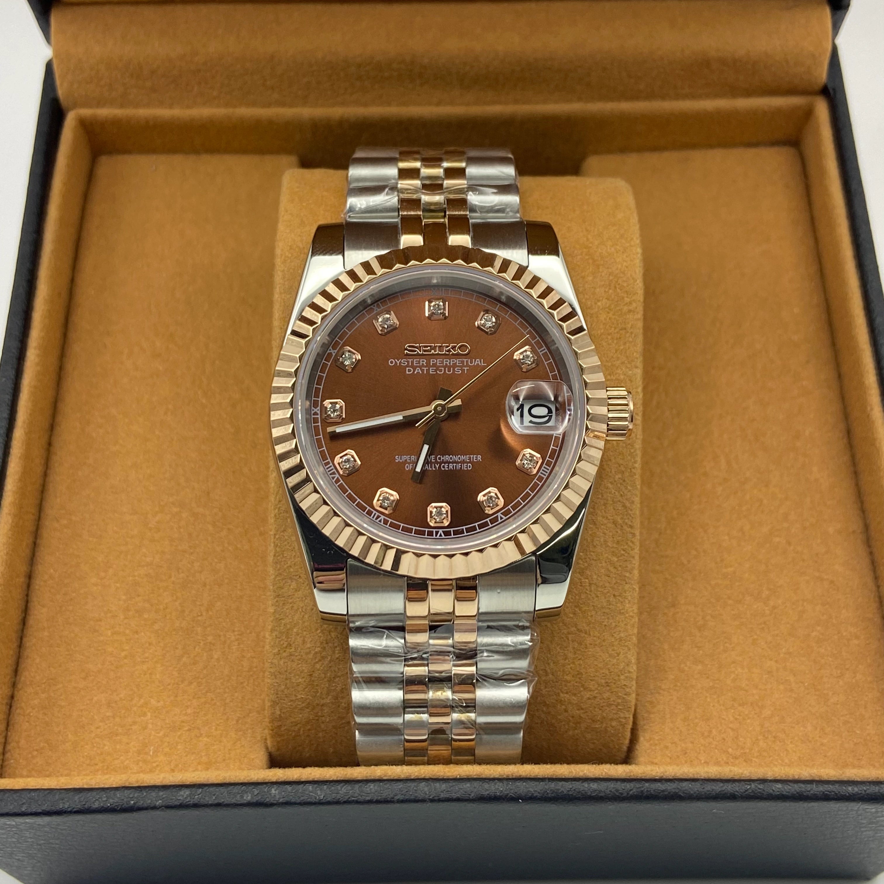 Seiko Mod Datejust Crystal Champagne
