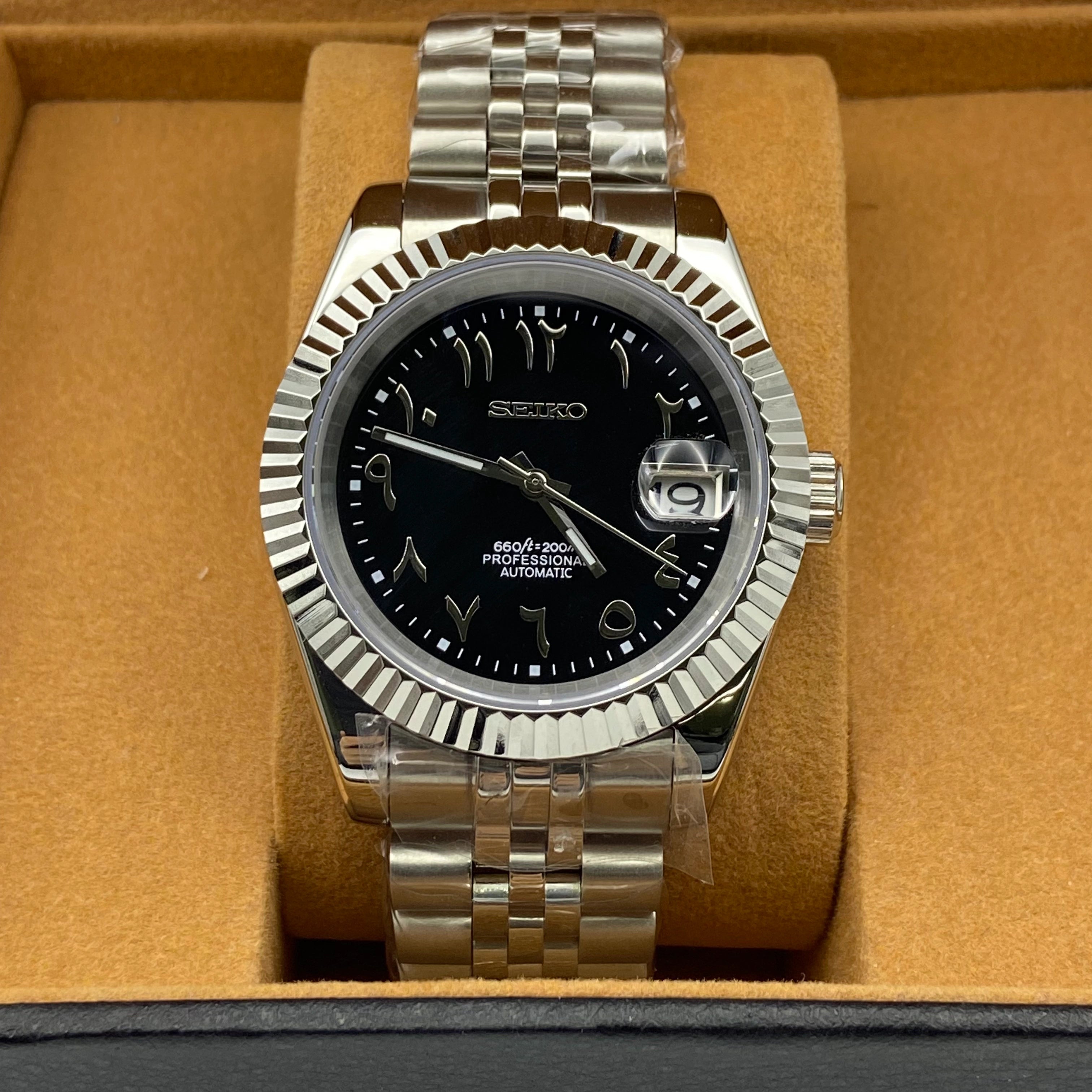 Seiko Mod Datejust Arabo Nero