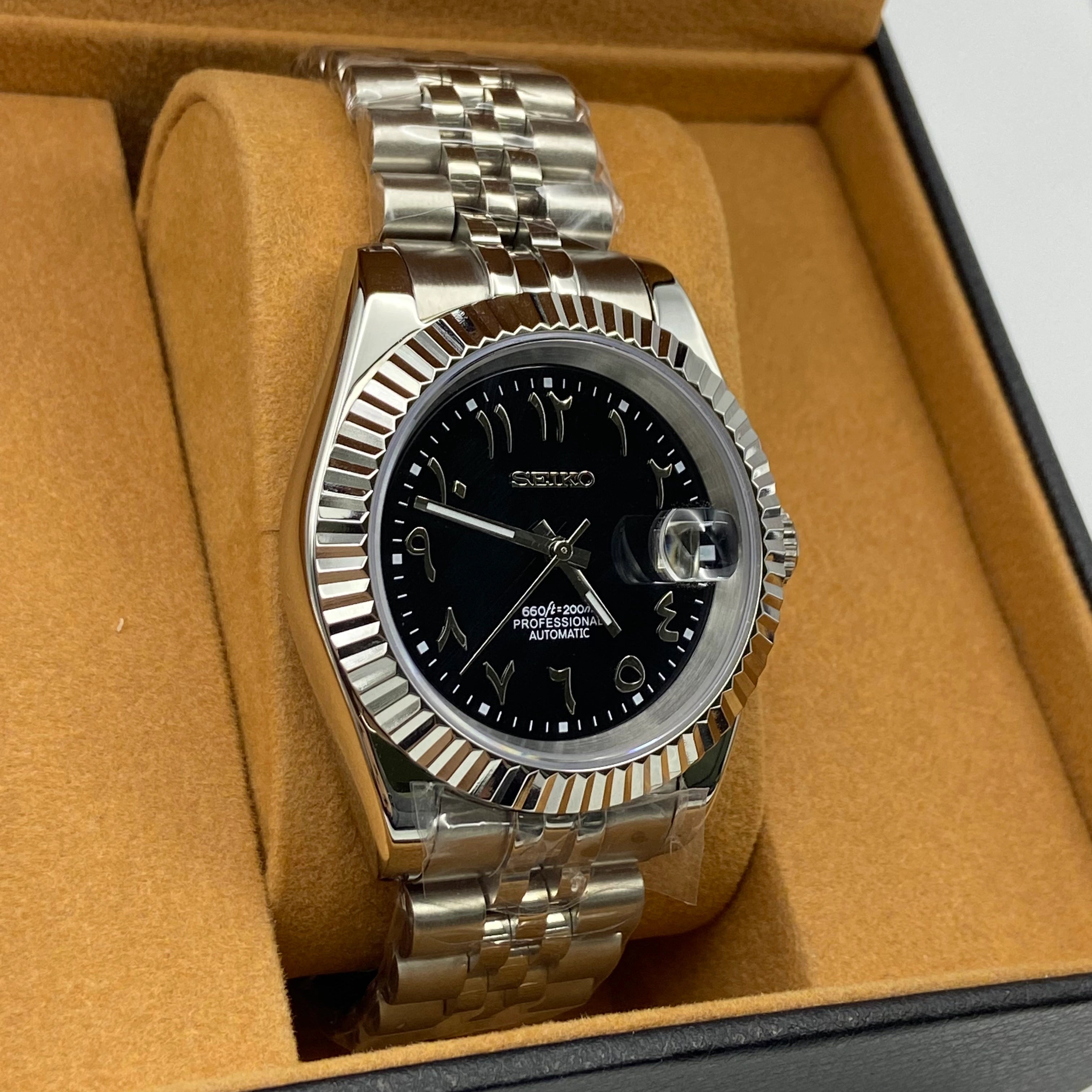 Seiko Mod Datejust Arabo Nero