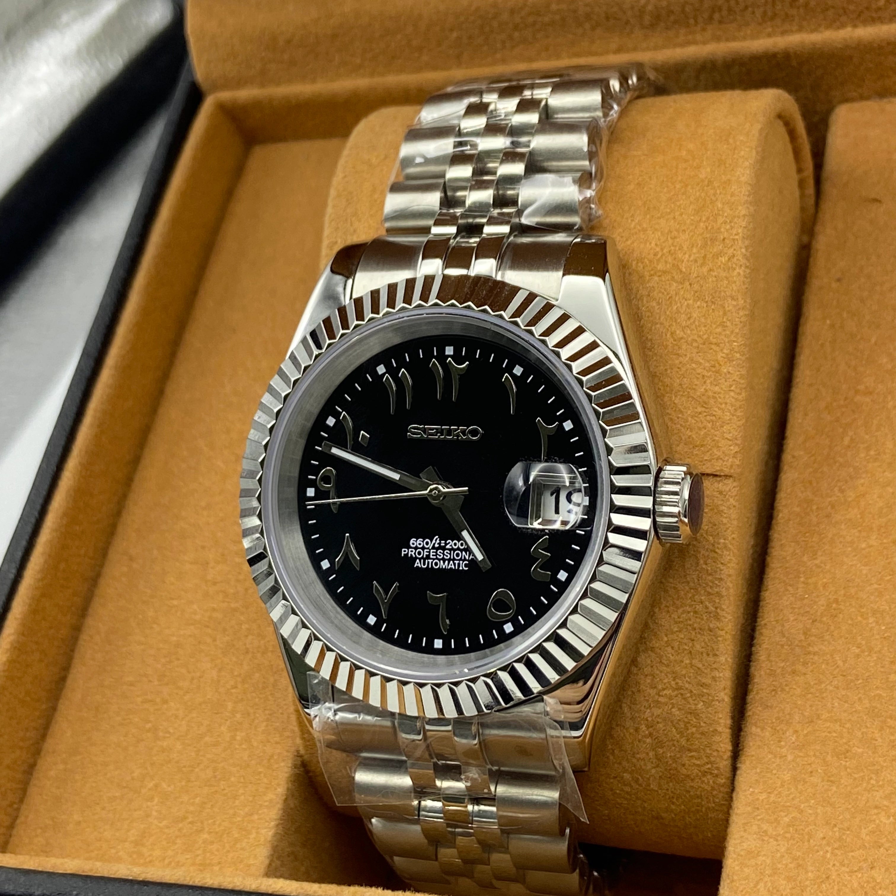 Seiko Mod Datejust Arabo Nero