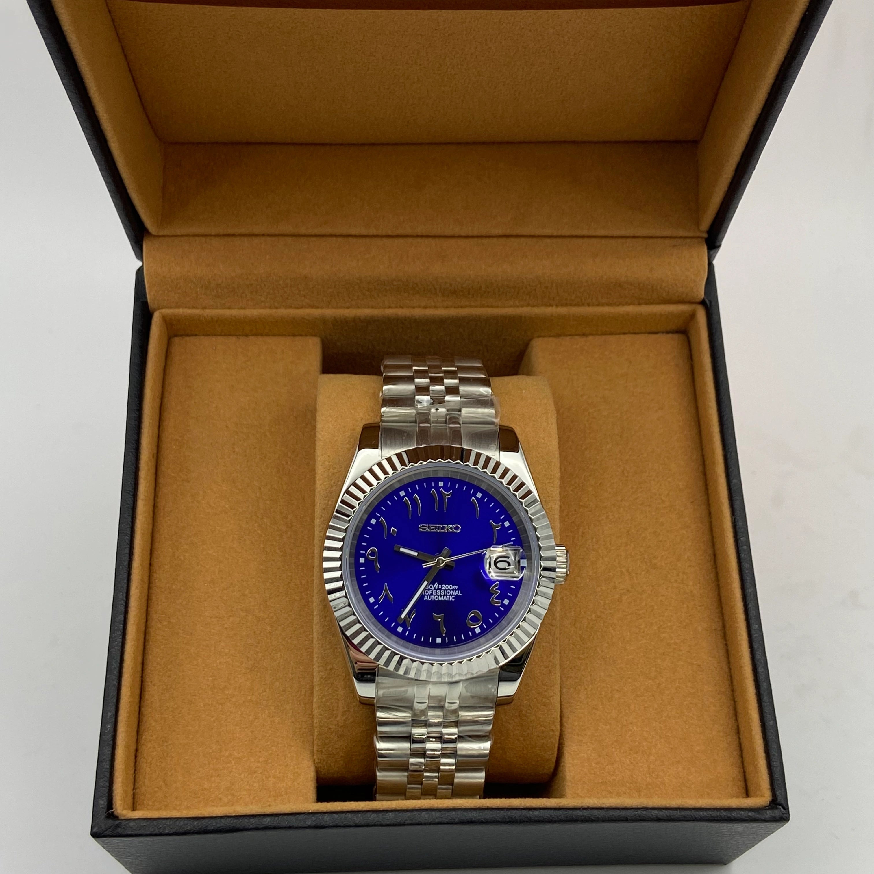 Seiko Mod Datejust Arabic Blue