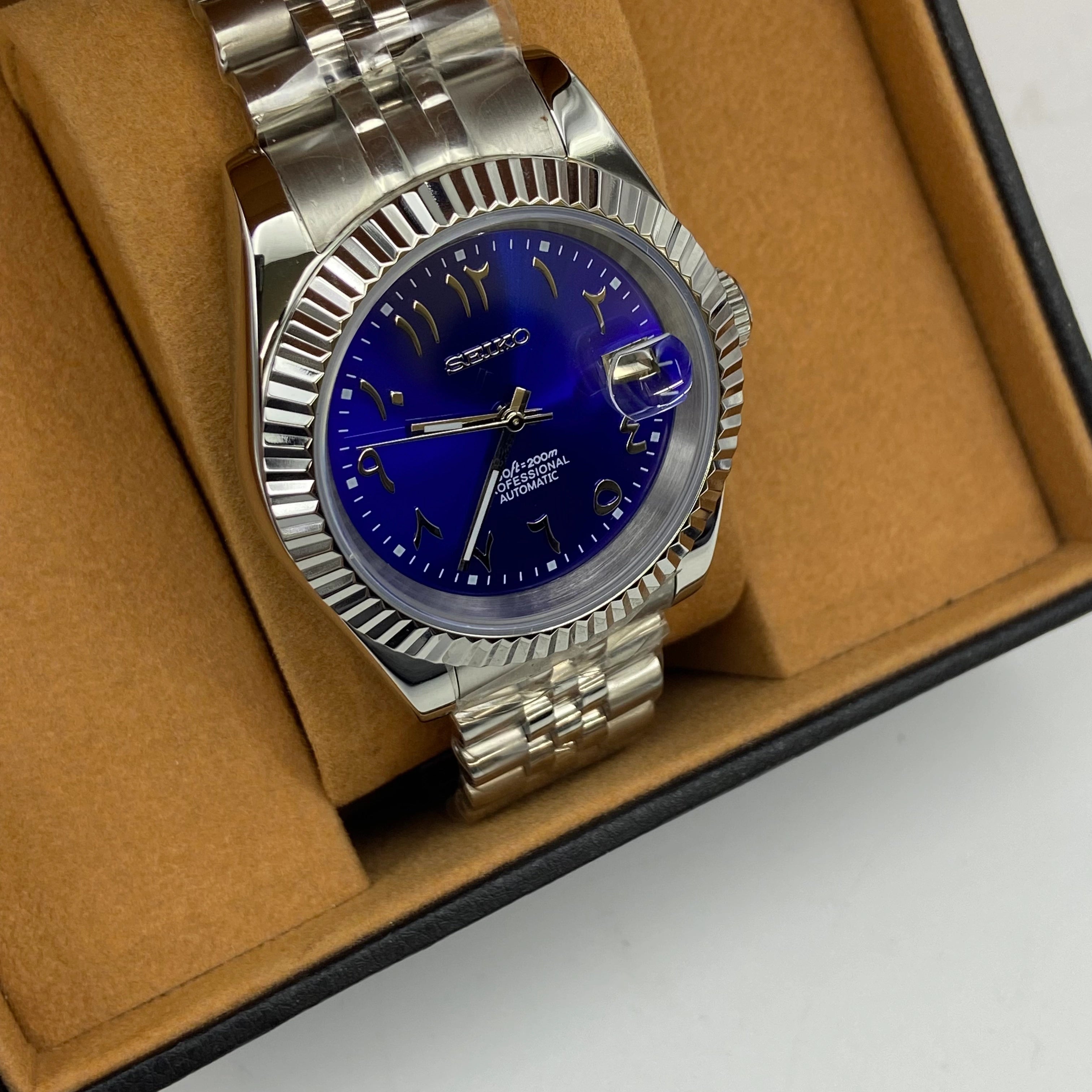 Seiko Mod Datejust Arabic Blue