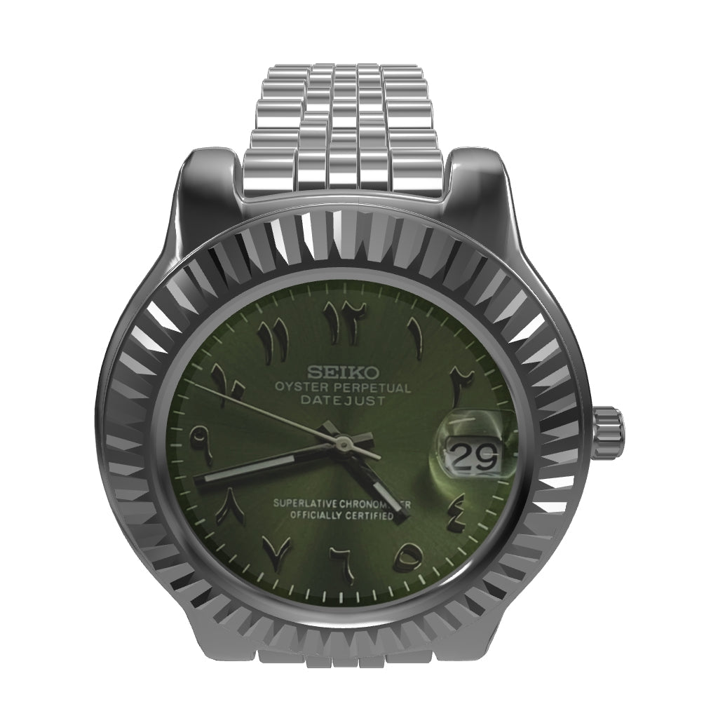 Seiko Mod Datejust Mod Arabo Verde Oliva