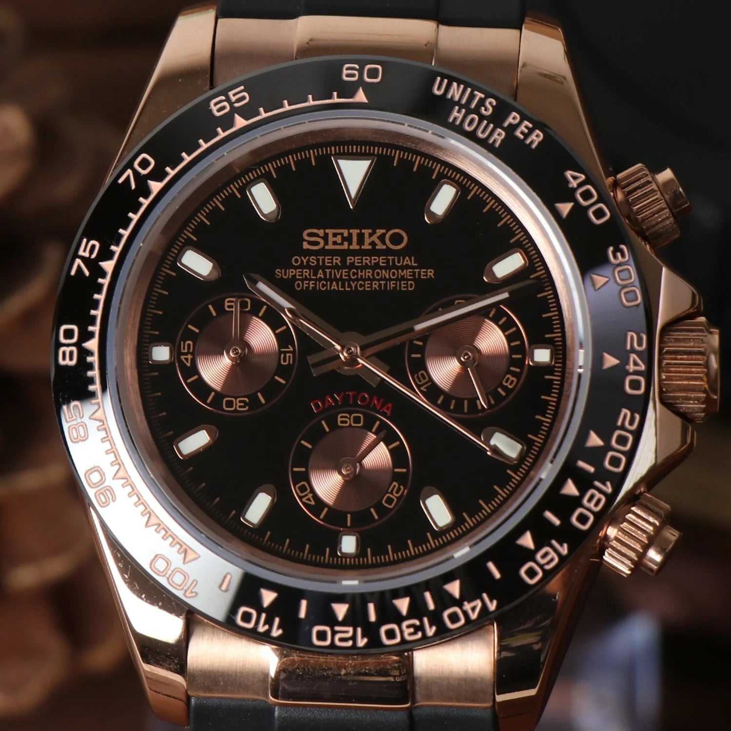 Seiko Mod Daytona Rose Gold