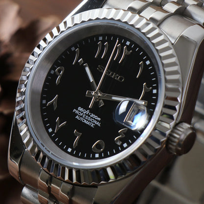 Seiko Mod Datejust Arabic Black
