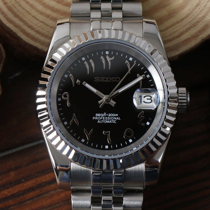 Seiko Mod Datejust Arabic Black