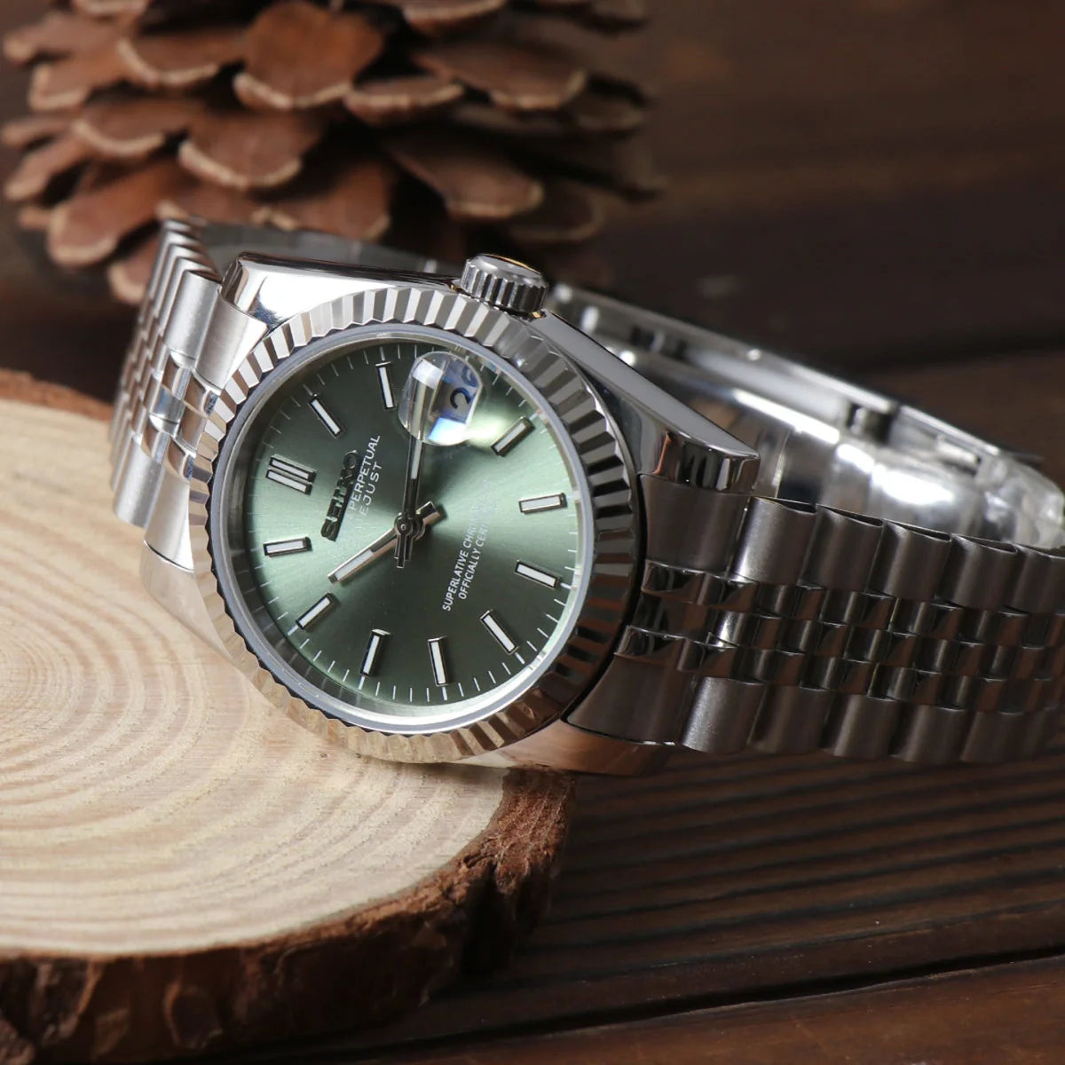 Seiko Mod Datejust Rhodium