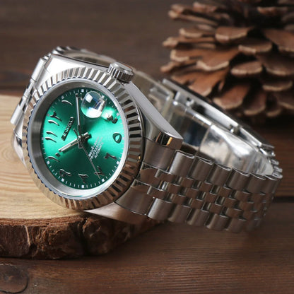 Seiko Mod Datejust Arabe Cristal Vert