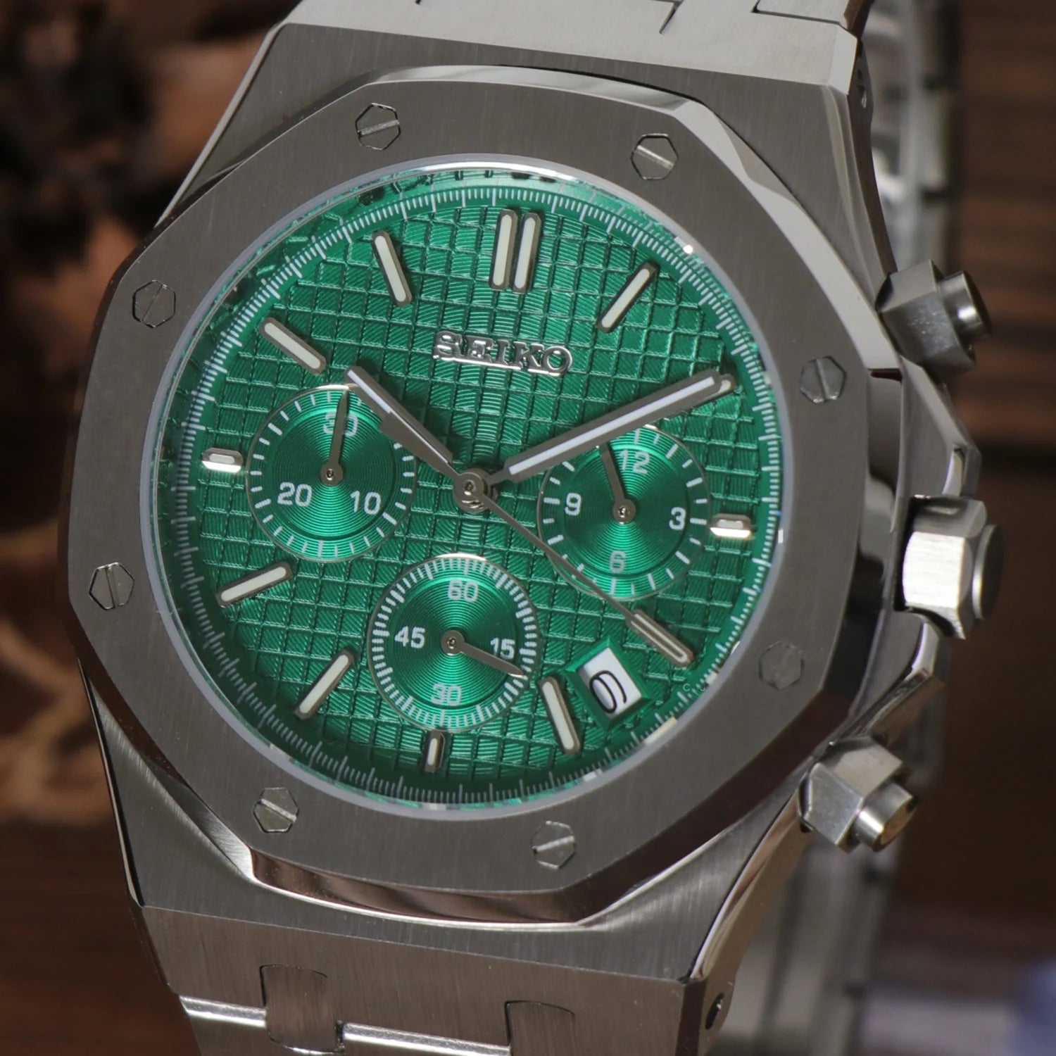 Seiko Mod Royal Oak Chronograph Green