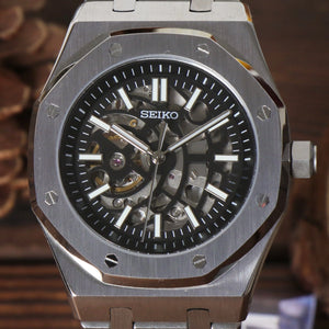 Seiko Mod Royal Oak Skeleton Black