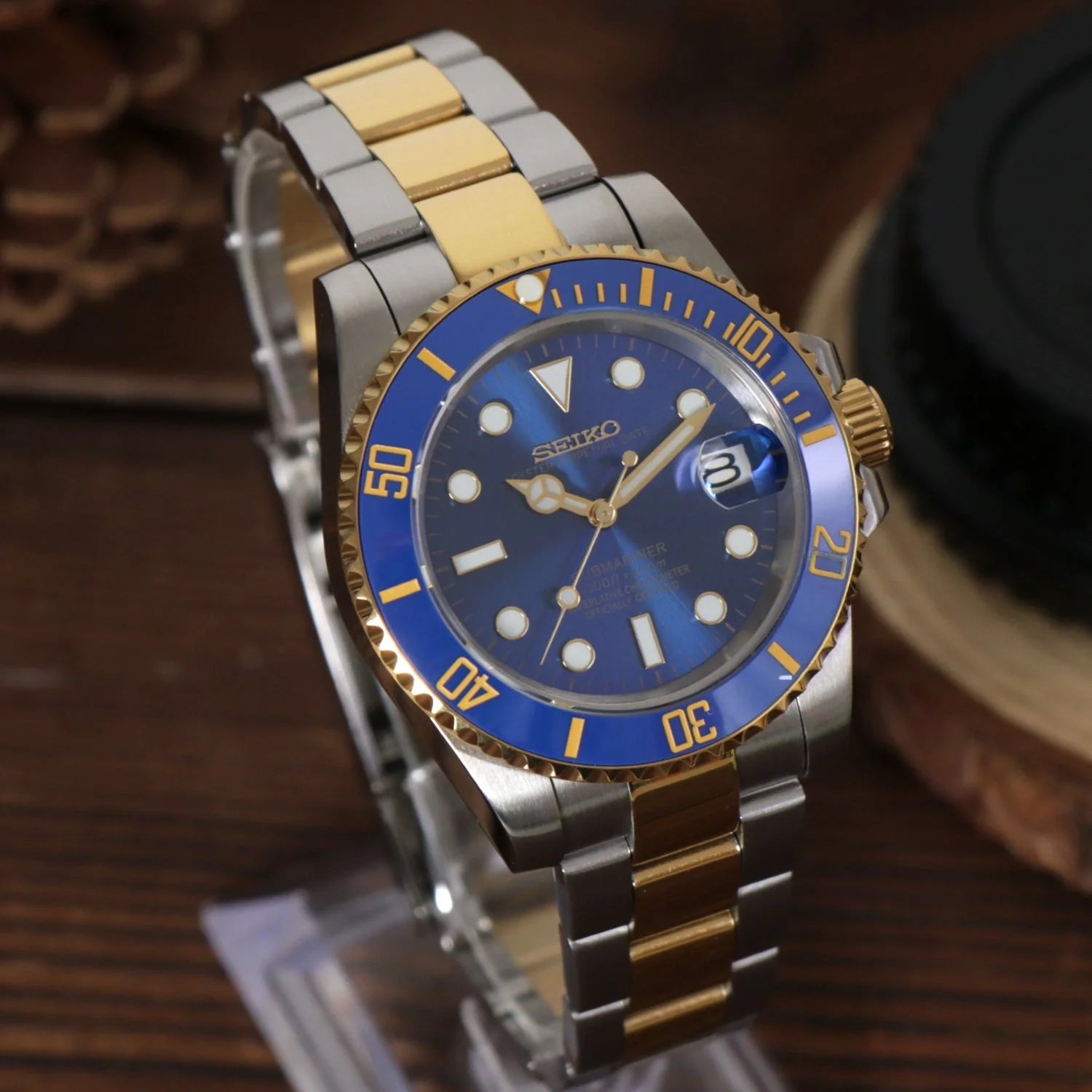 Seiko Mod Submariner bicolore bleue