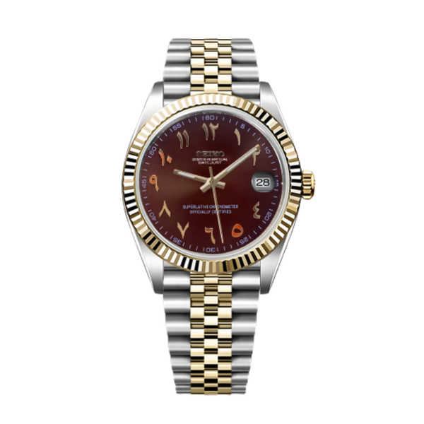 Seiko Mod Datejust Arabo Marrone Bicolore