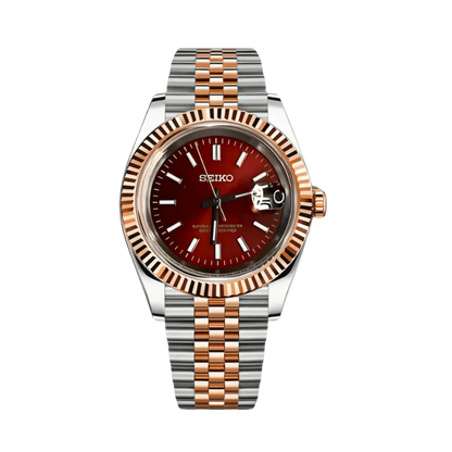 Seiko Mod Datejust Roman Red Two Tone.