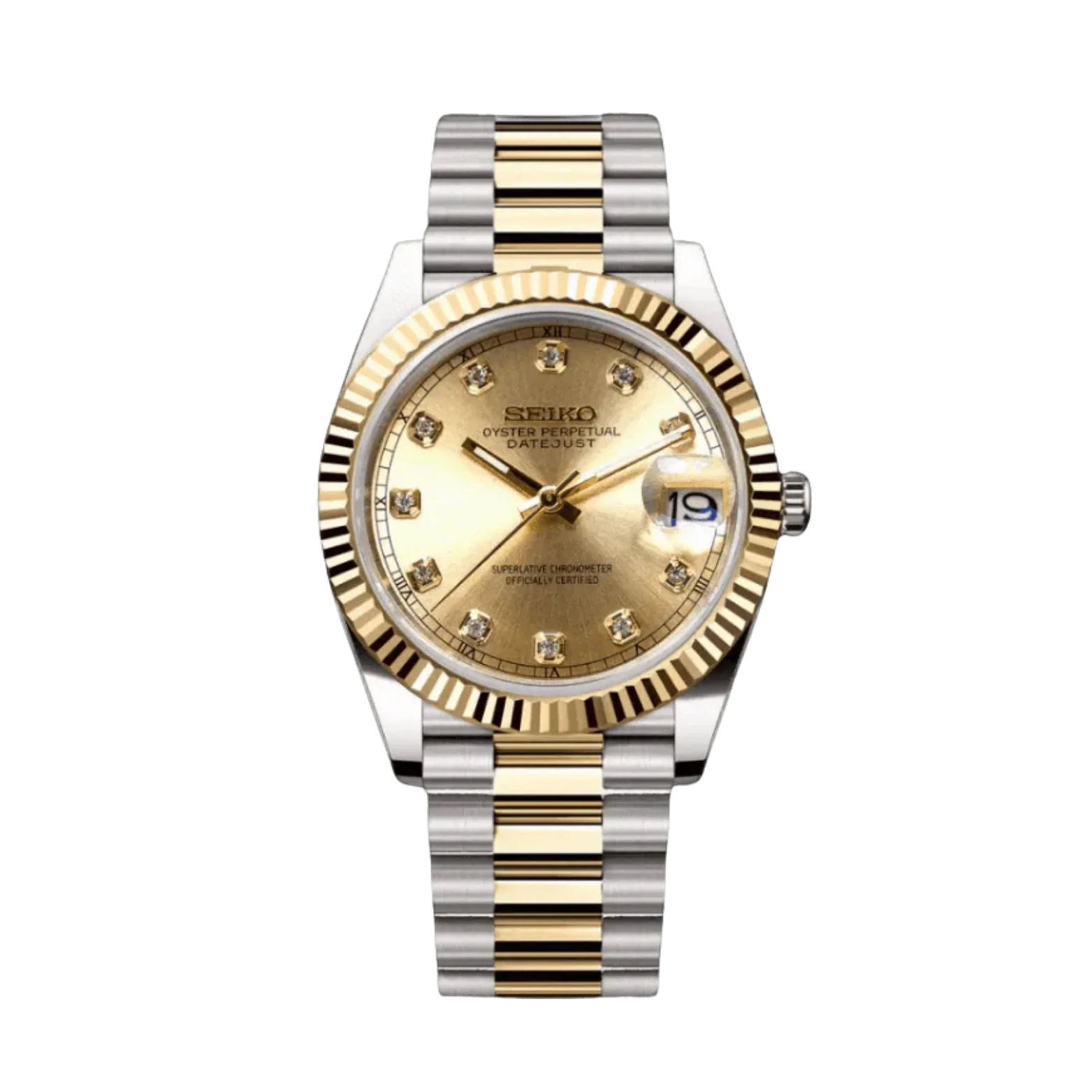 Seiko Mod Datejust Gem Gold Two Tone.