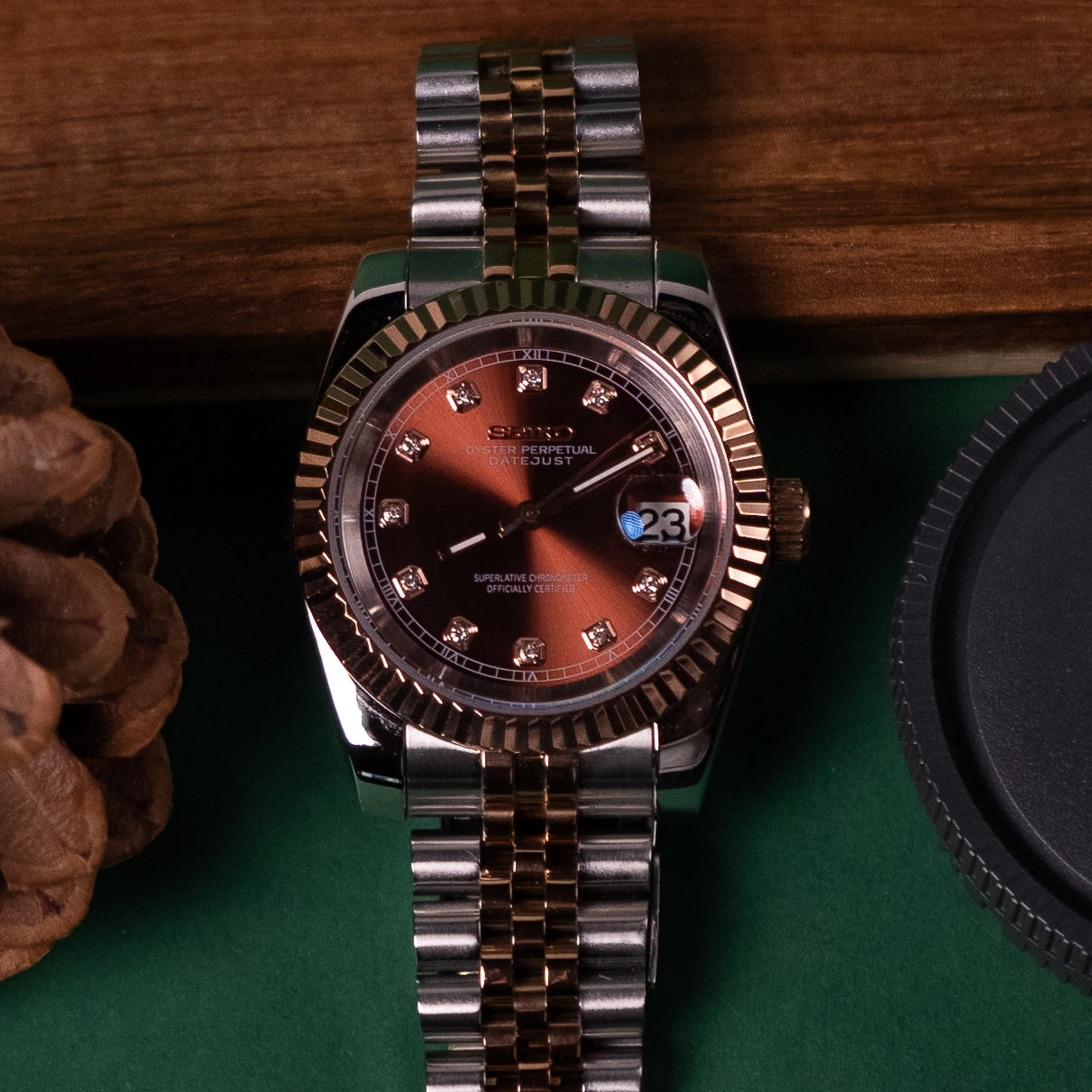 Seiko Mod Datejust Crystal Champagne