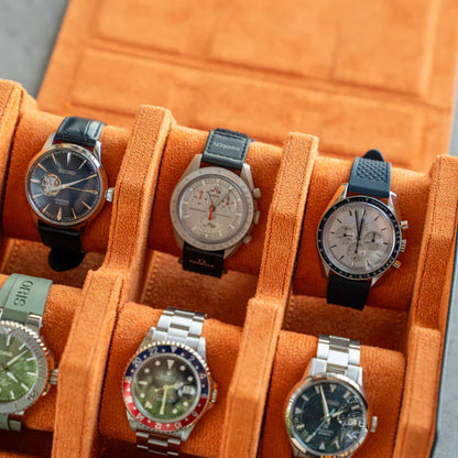 Hexagon Black Orange 6 Slot Watch Box