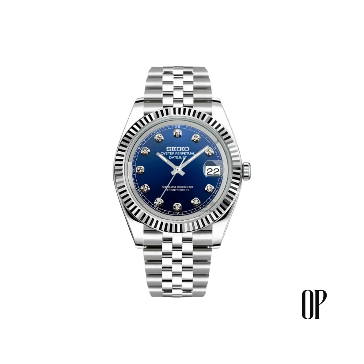 Seiko Mod Datejust Blue Gem