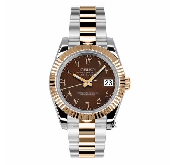 Seiko_Mod_Datejust_Arabic_Brown_Two_Tone.