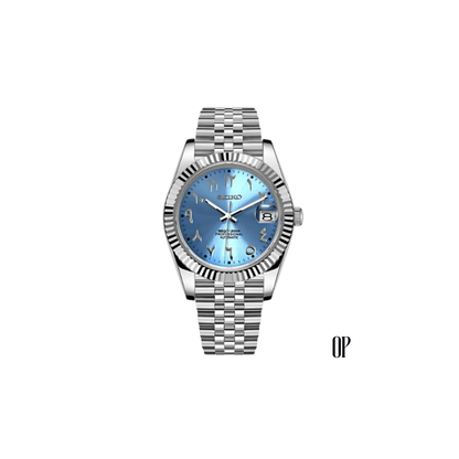 Seiko Mod Datejust Arabic Light Blue.
