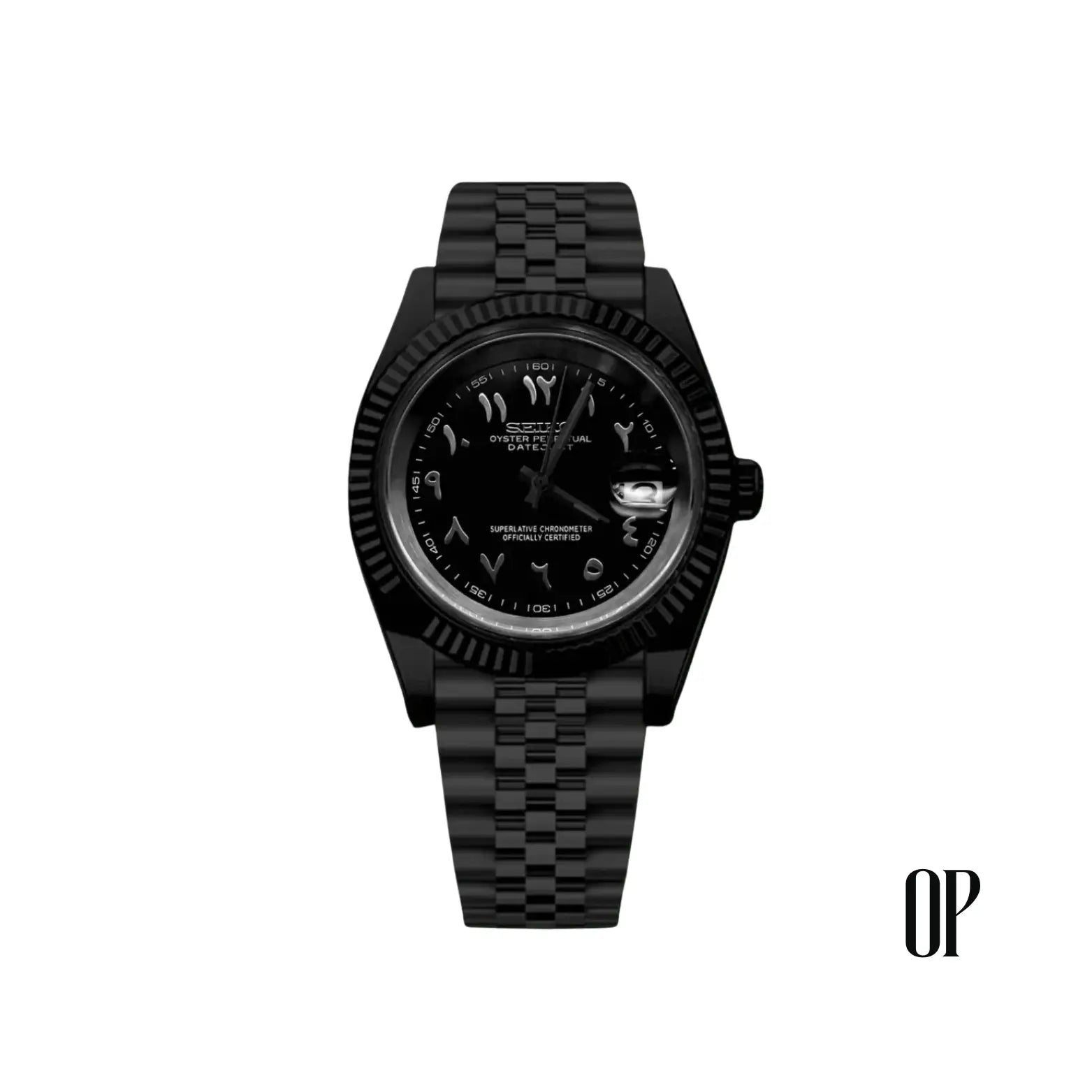 Seiko Mod Datejust Arabic Panthera Black.
