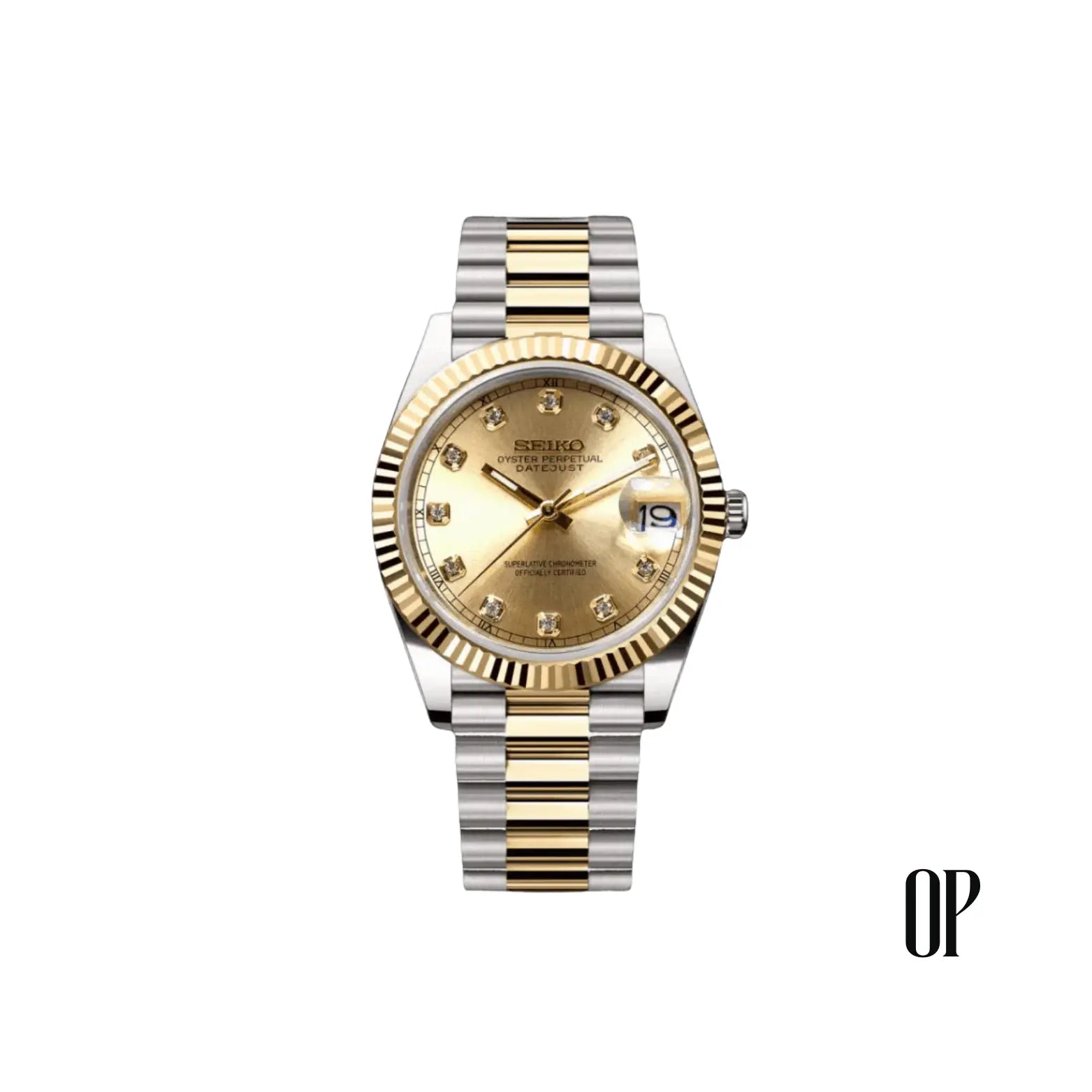 Seiko Mod Datejust Gem Gold Two Tone.