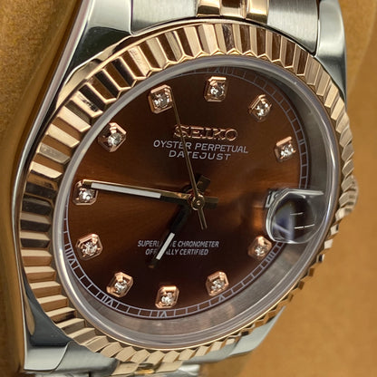 Seiko Mod Datejust Crystal Champagne
