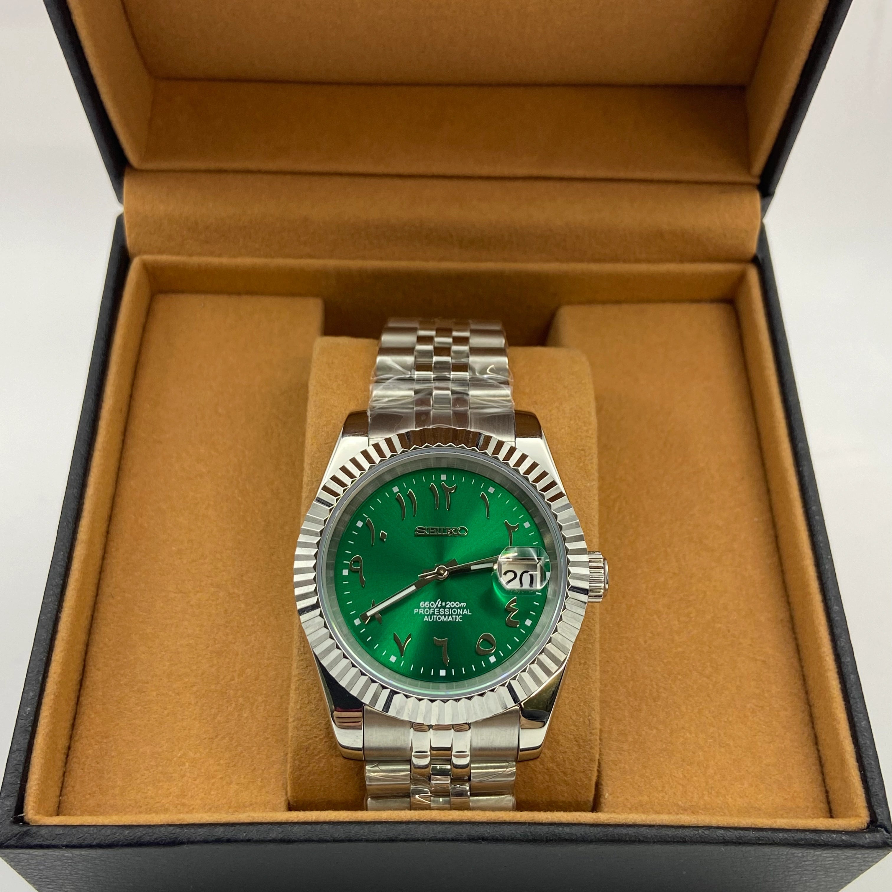 Seiko Mod Datejust Arabisch Grün