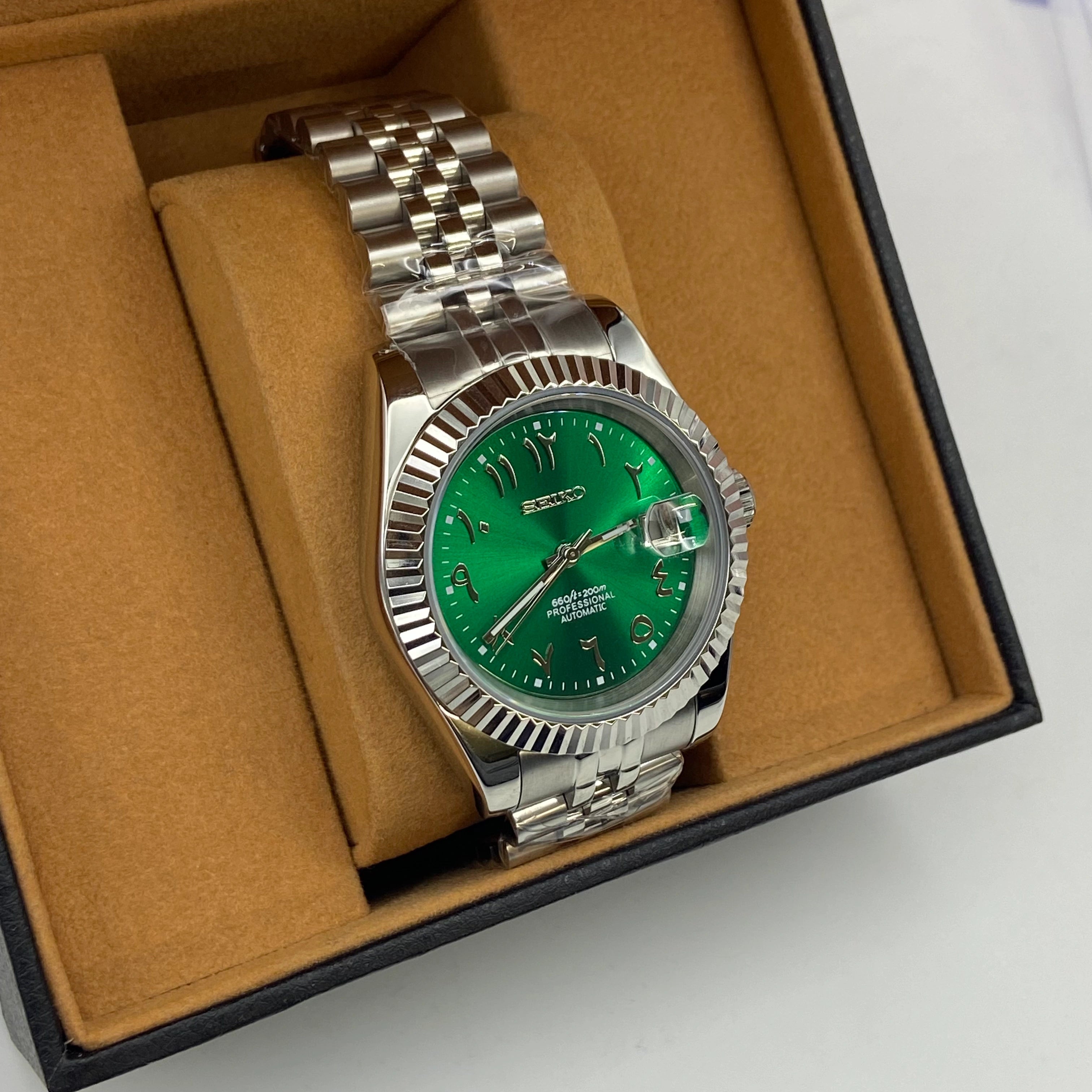 Seiko Mod Datejust Arabisch Grün