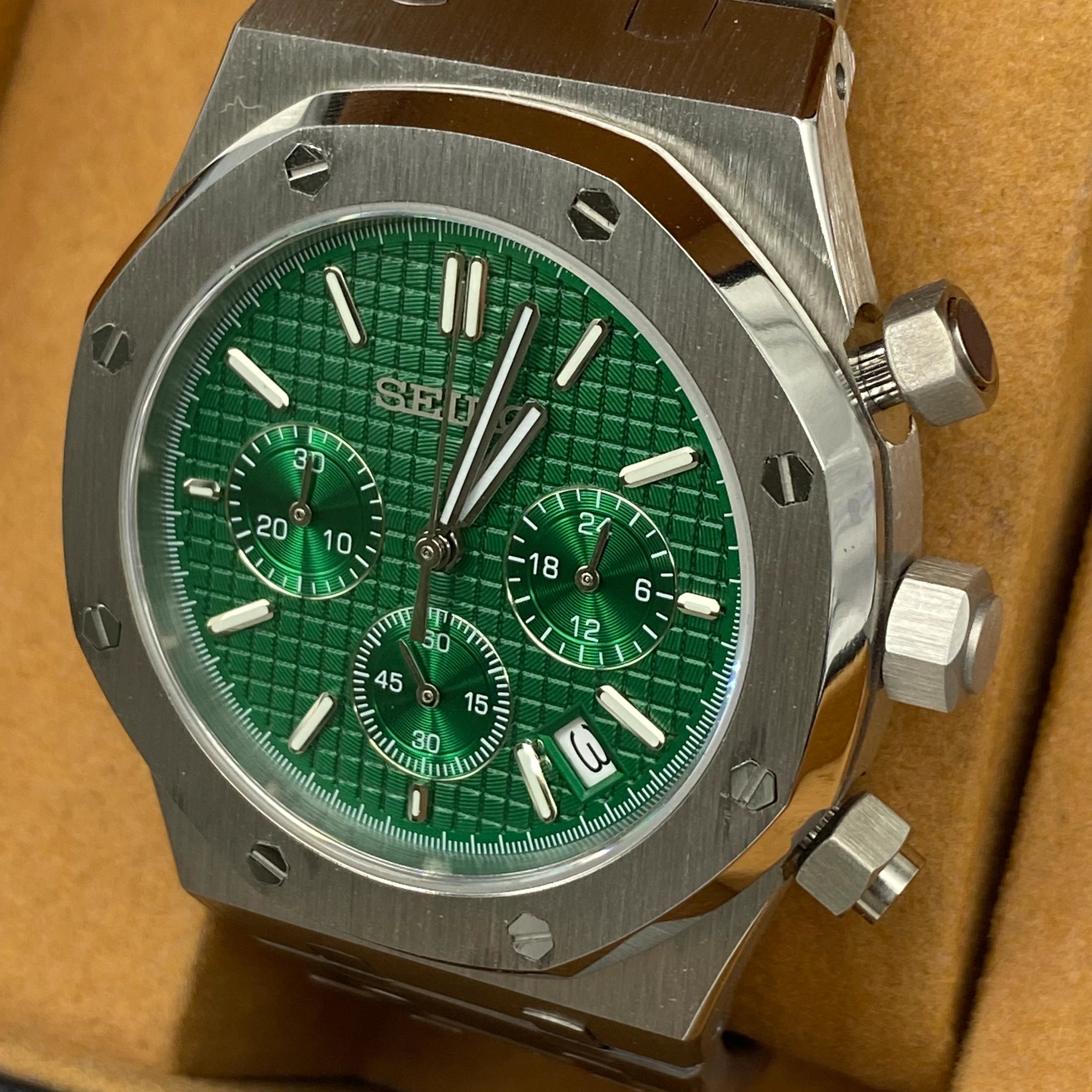 Seiko Mod Royal Oak Chronograph Grün