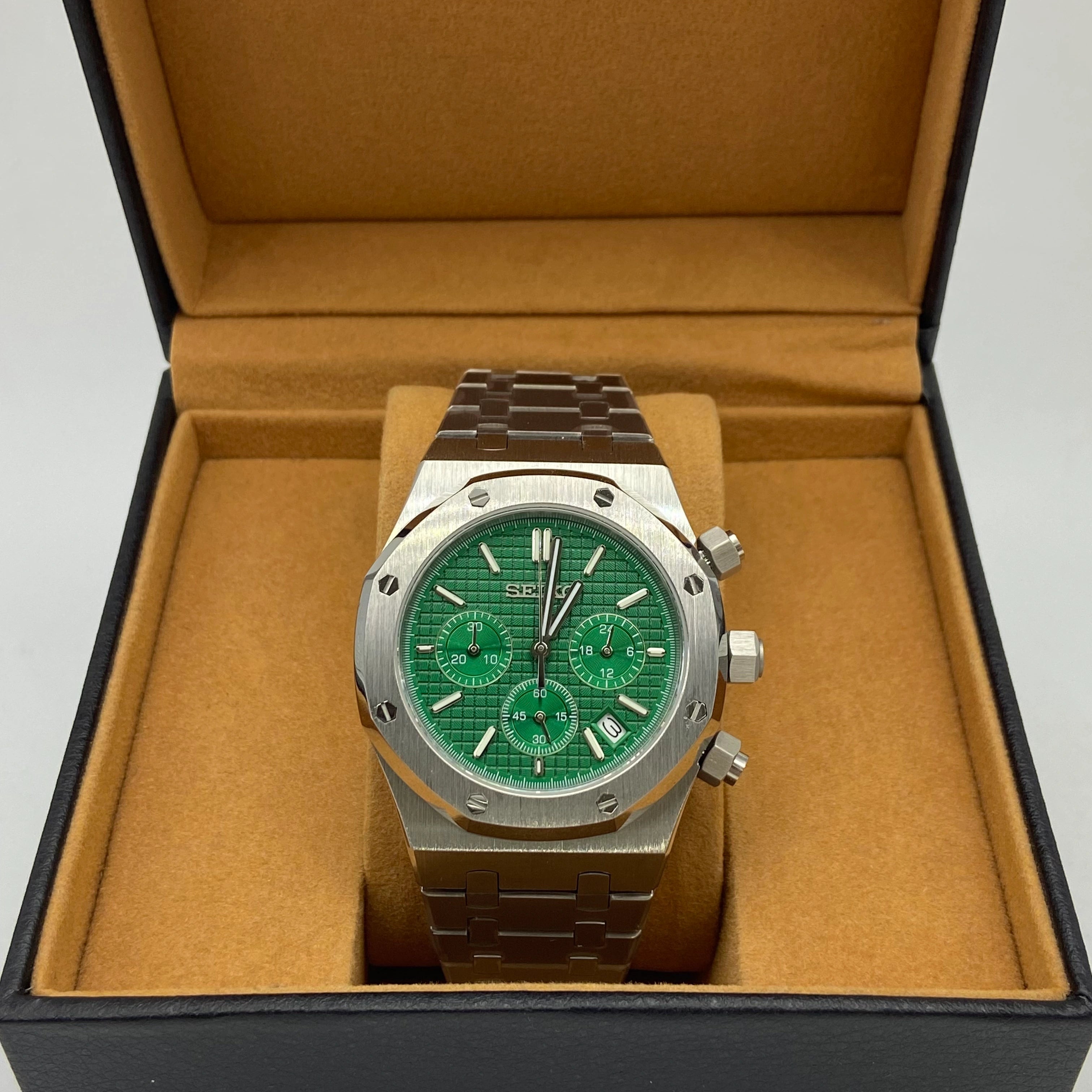 Seiko Mod Royal Oak Chronograph Grün