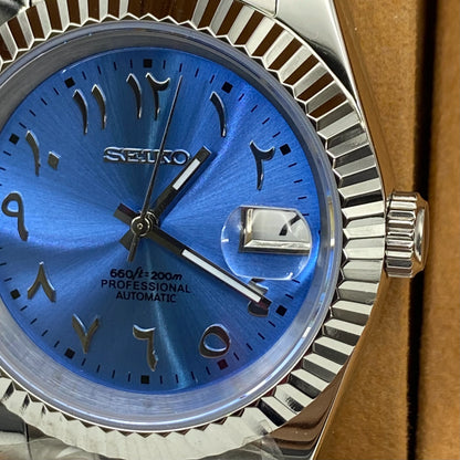 Seiko Mod Datejust Arabisch Hellblau