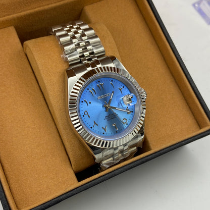 Seiko Mod Datejust Arabisch Hellblau