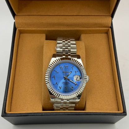 Seiko Mod Datejust Arabisch Hellblau