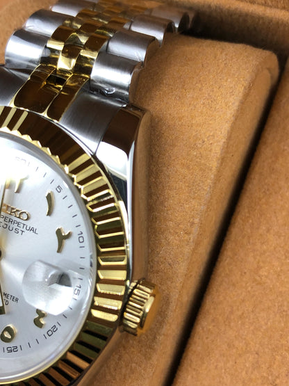 Seiko Mod Datejust Arabisch Weiß Zweifarbig