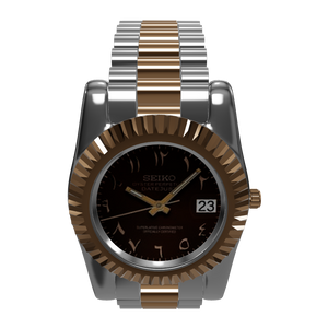 Seiko mod Datejust Arabic dial brown two-tone automatic watch 3d 