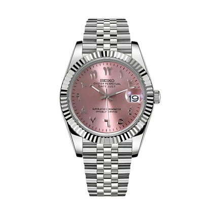 Seiko Mod Datejust Arabic Pink Watch