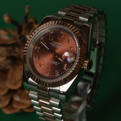 Seiko Mod Datejust Arabe Marron Bicolore