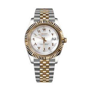 Seiko Mod Datejust Arabic White Two Tone.