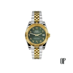 Seiko Mod Datejust Arabic Green Two Tone