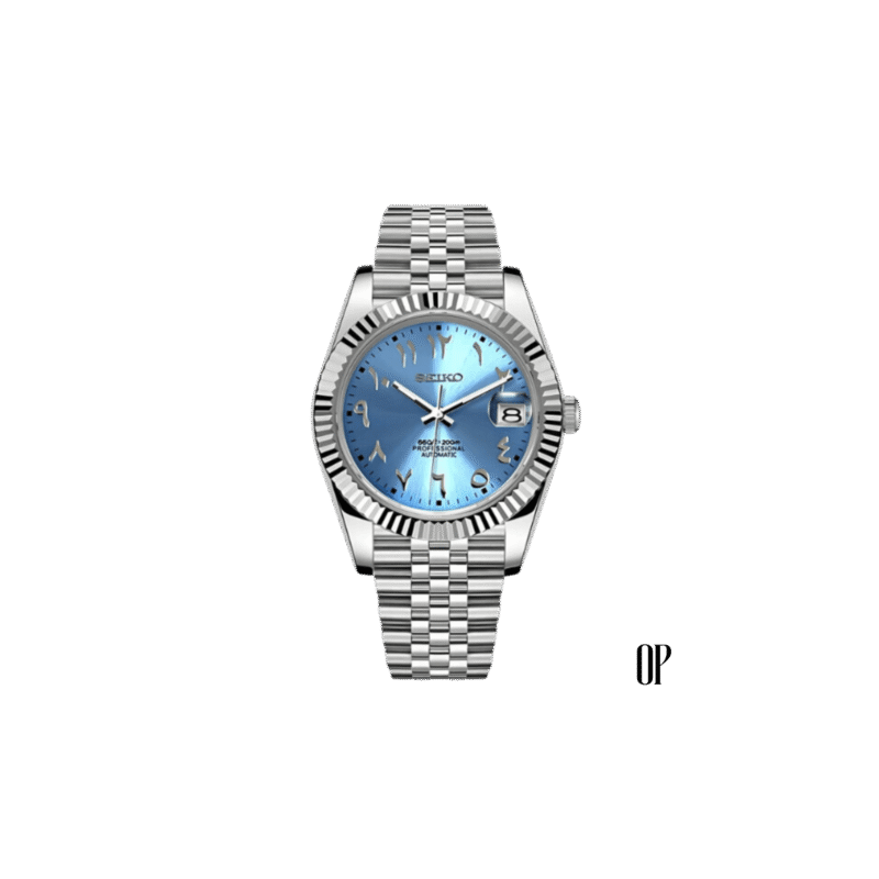 Seiko Mod Datejust Arabic Light Blue